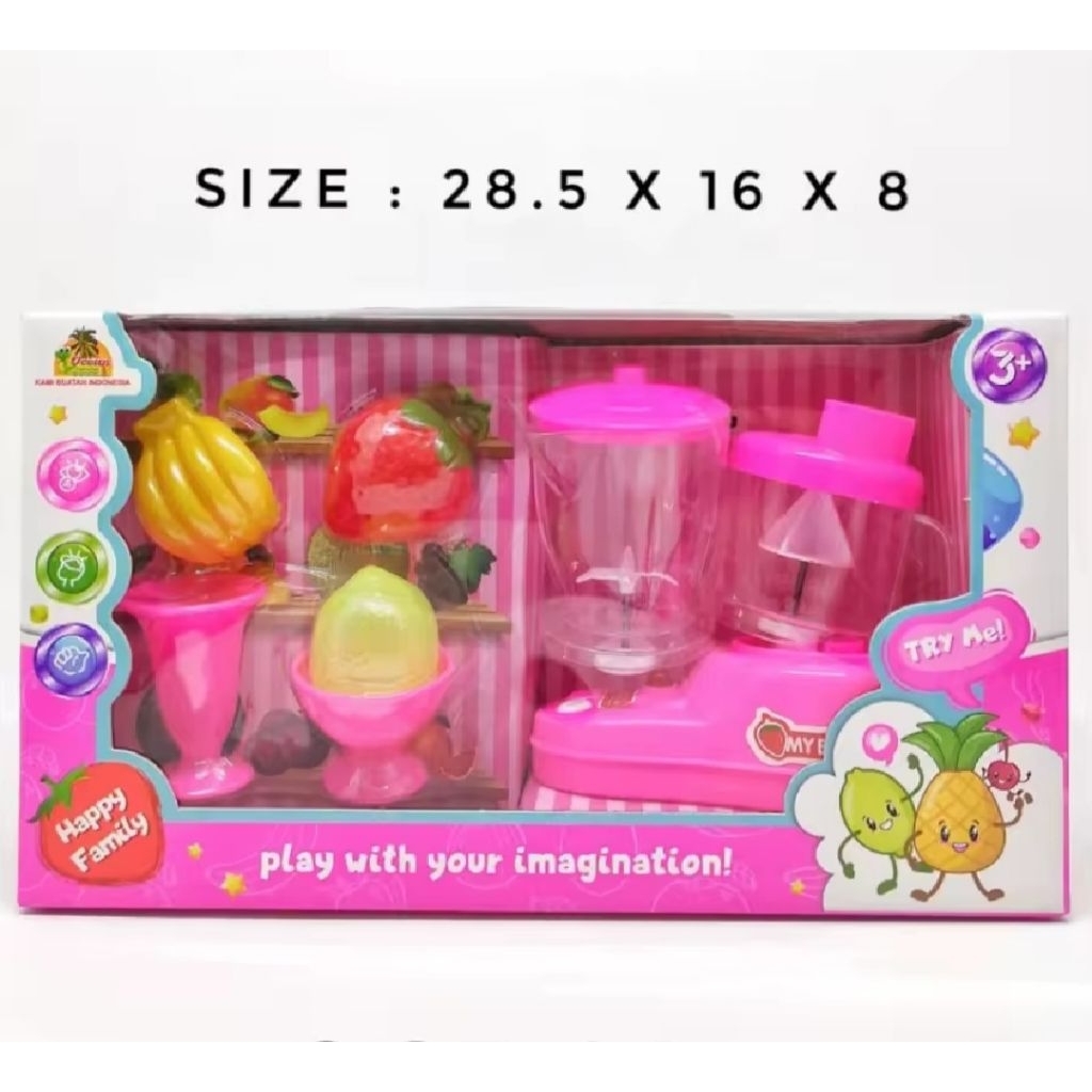 Mainan Blender Buah Anak Edukatif - Set Happy Family Juicer Bisa Isi Air Mainan Masak-Masakan Blende