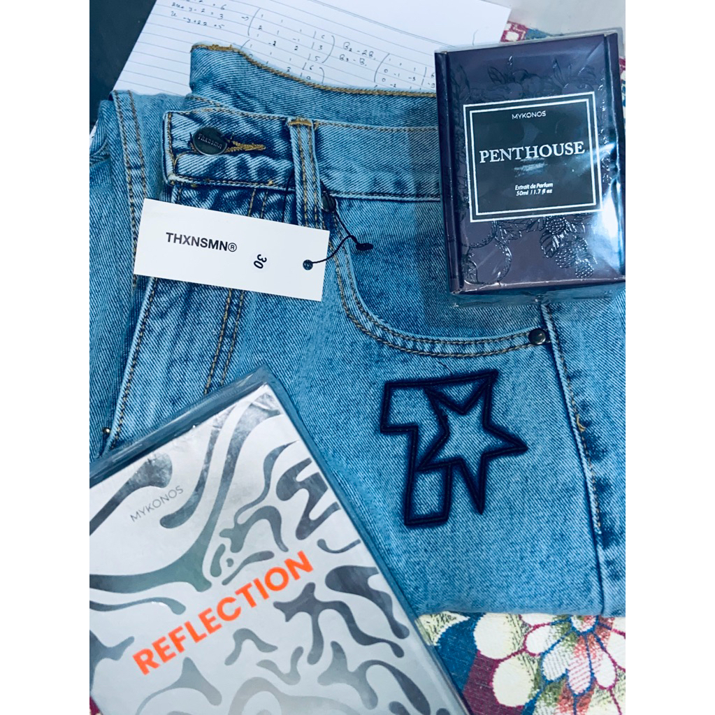 Celana Panjang Denim Thanksinsomnia T-star Light Blue - Longgar dan Nyaman untuk Pria