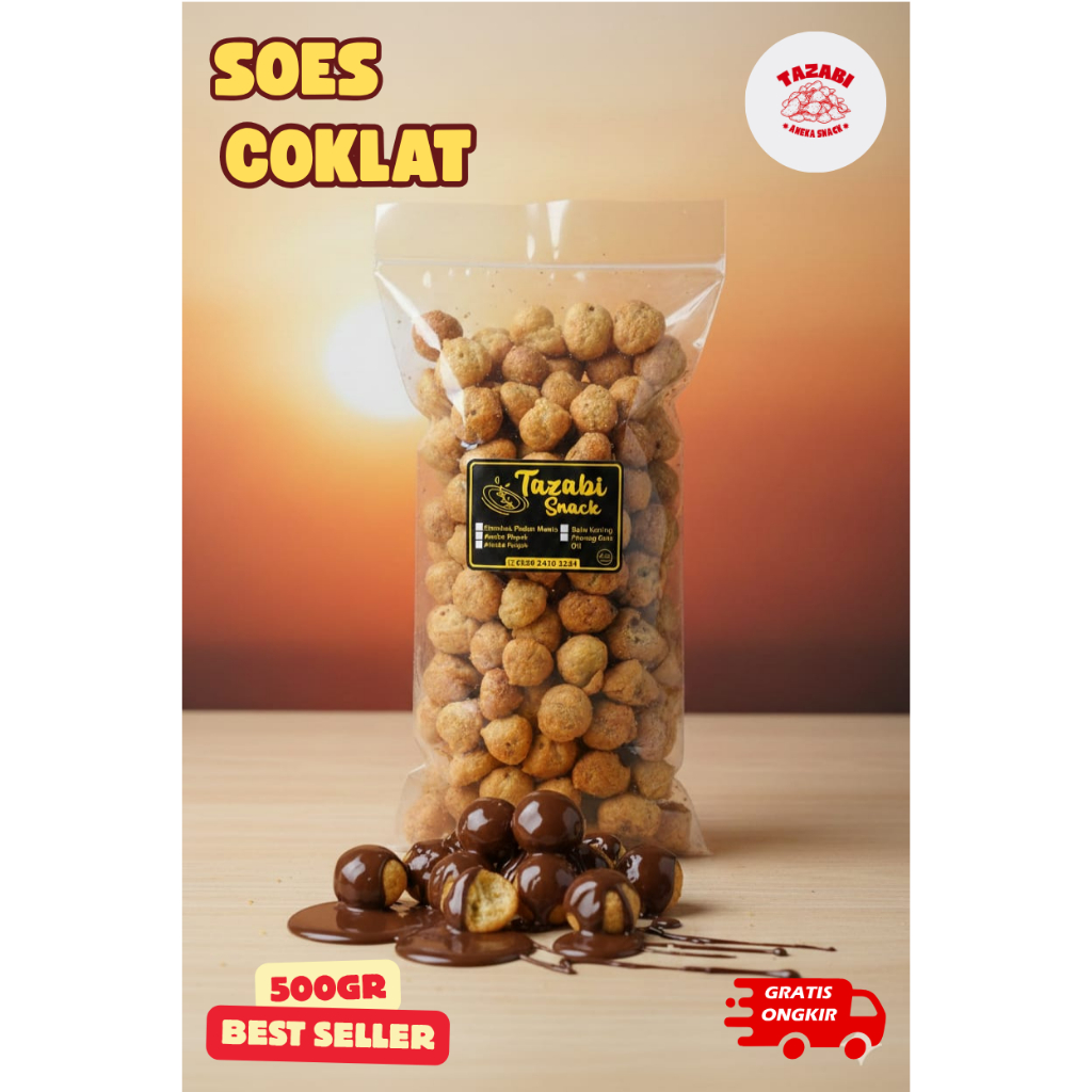 COD cemilan Snack makanan Soes Coklat 500g Arjuna Kue Sus Kering Isi Coklat Lumer Halal Cemilan mura