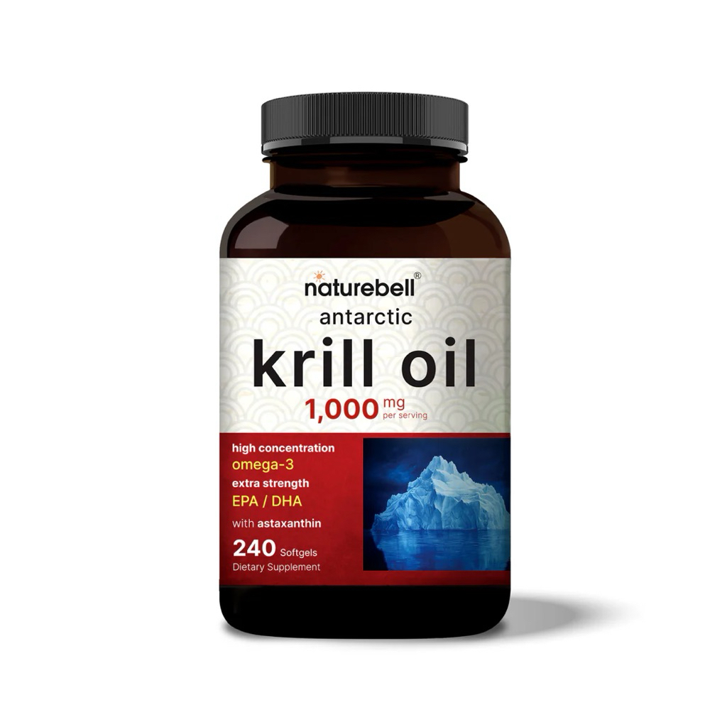 NATUREBELL Antarctic Krill Oil 1000mg, 2000mg Supplement, 240 Softgels