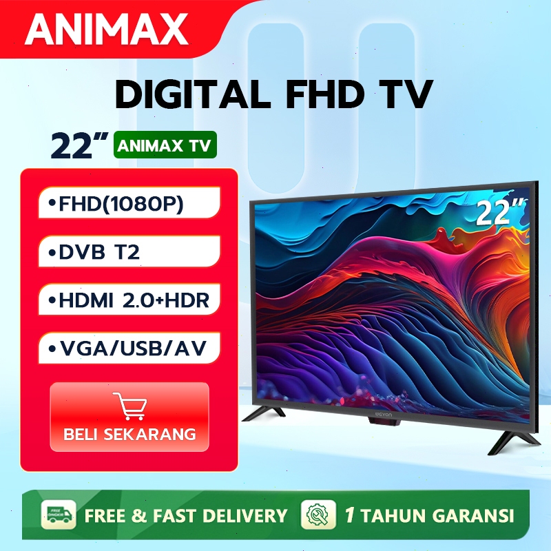 Animax TV Digital 19/20/21/22/24/25/27 inch TV LED 24 Inch Digital TV LED FHD Garansi 1 Tahun