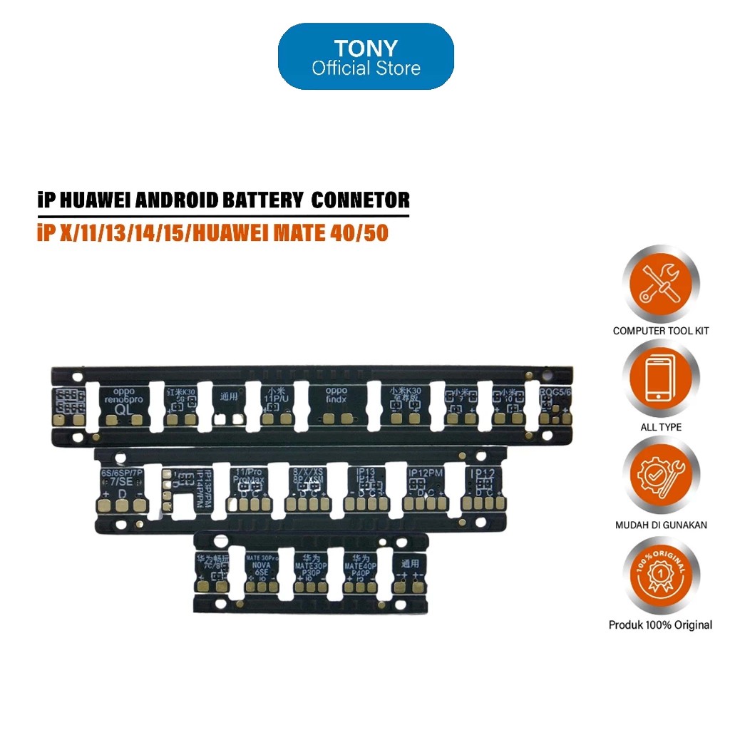 YCS IPhone Huawei Android Battery connector - Konektor Baterai Universal untuk iPhone, Huawei, dan A