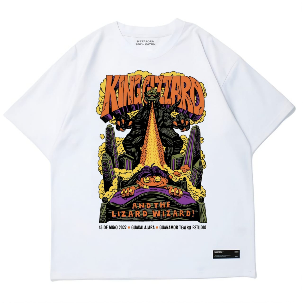 Metaphor Tshirt Kinggizard Vintage Kaos lengan pendek Putih
