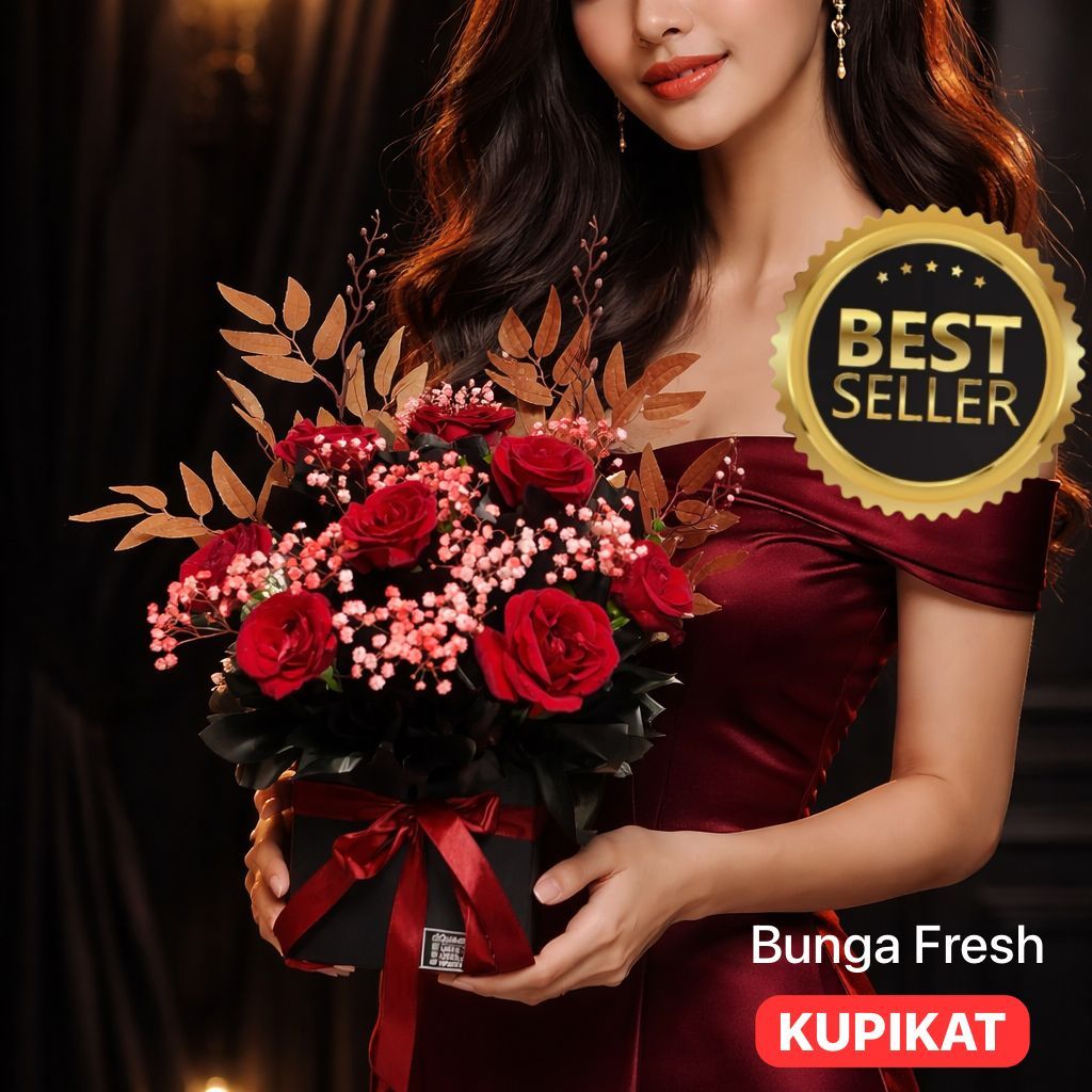 Dqueen florist- Bunga box-Buket-standing flowers-hampers-papan balon-Bloombox / custom / ultah / bir
