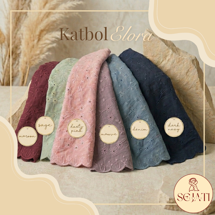 Kain katun bordir bolong motif bunga kecil per setengah meter untuk blouse outer dress