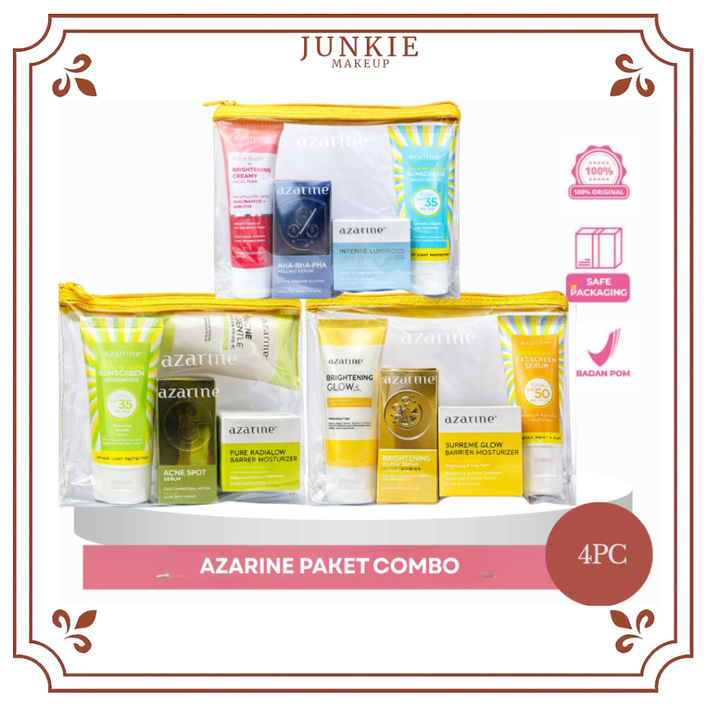 Azarine Glow Paket Series Untuk Mencerahkan Wajah & Kulit Glowing Paket Skincare Azarine - JUNKIE MA