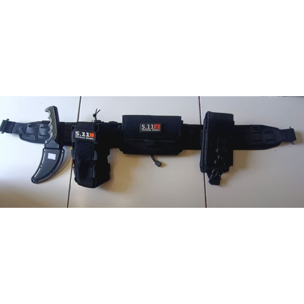 Kopel Set Tactical Merines - Desain Molle, Sabuk Cobra, Pisau Carambit