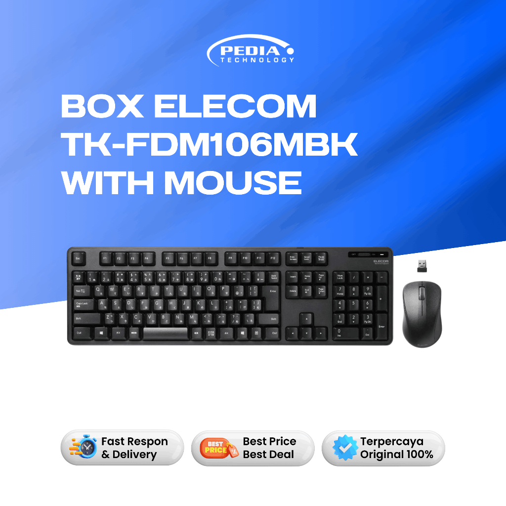 Keyboard Wireless Elecom TK-FDM106MBK with Mouse