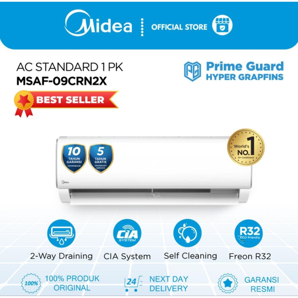 AC MIDEA 1 PK STANDART R32 SERIES MSAF-09CRN2X AC MIDEA 1PK STANDARD MSAF9CRN AC MIDEA 1 PK AC MIDEA