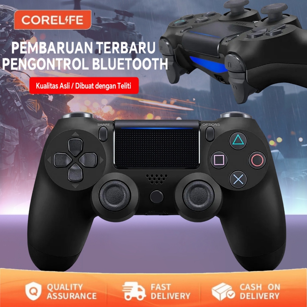 Gamepad Joystick Konsol Bluetooth Pengontrol Game Getaran Gerakan Ganda Light Bar Game Stick untuk