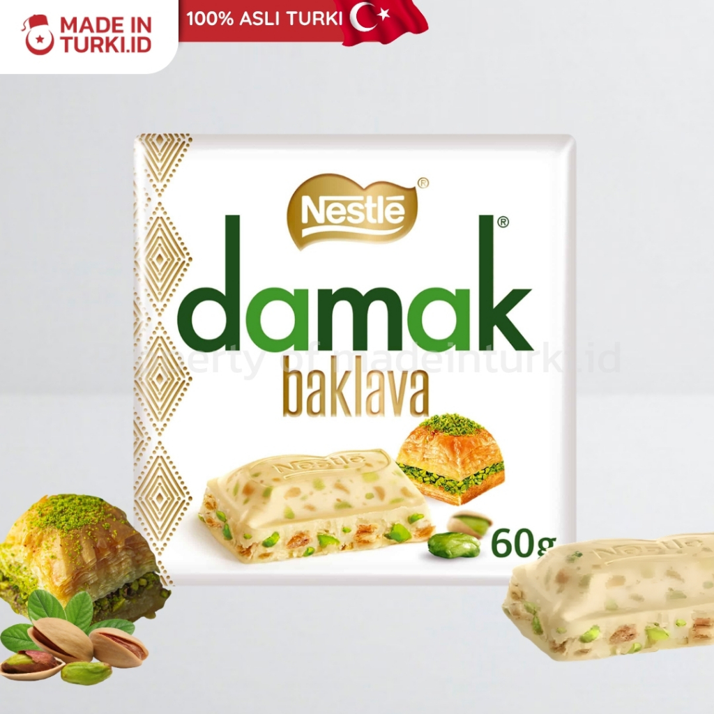 Nestle Damak Baklava 60gr - Nestle Chocolate Putih Baklava Pistachio Asli Turki 100% Original madein