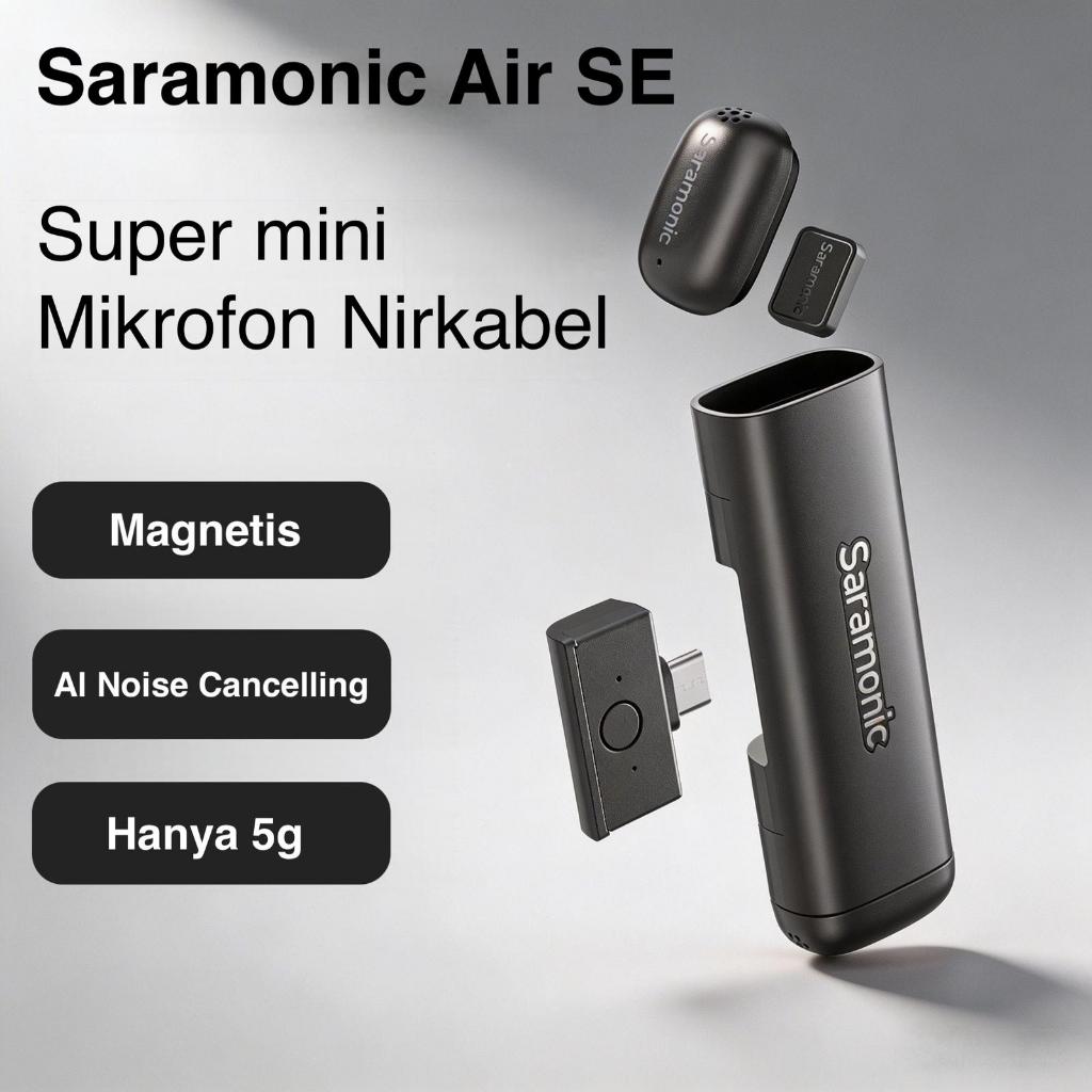 Saramonic Air SE Mic Wireless Clip On Magnetic Mikrofon Super Mini Vlog HP with Charging Case