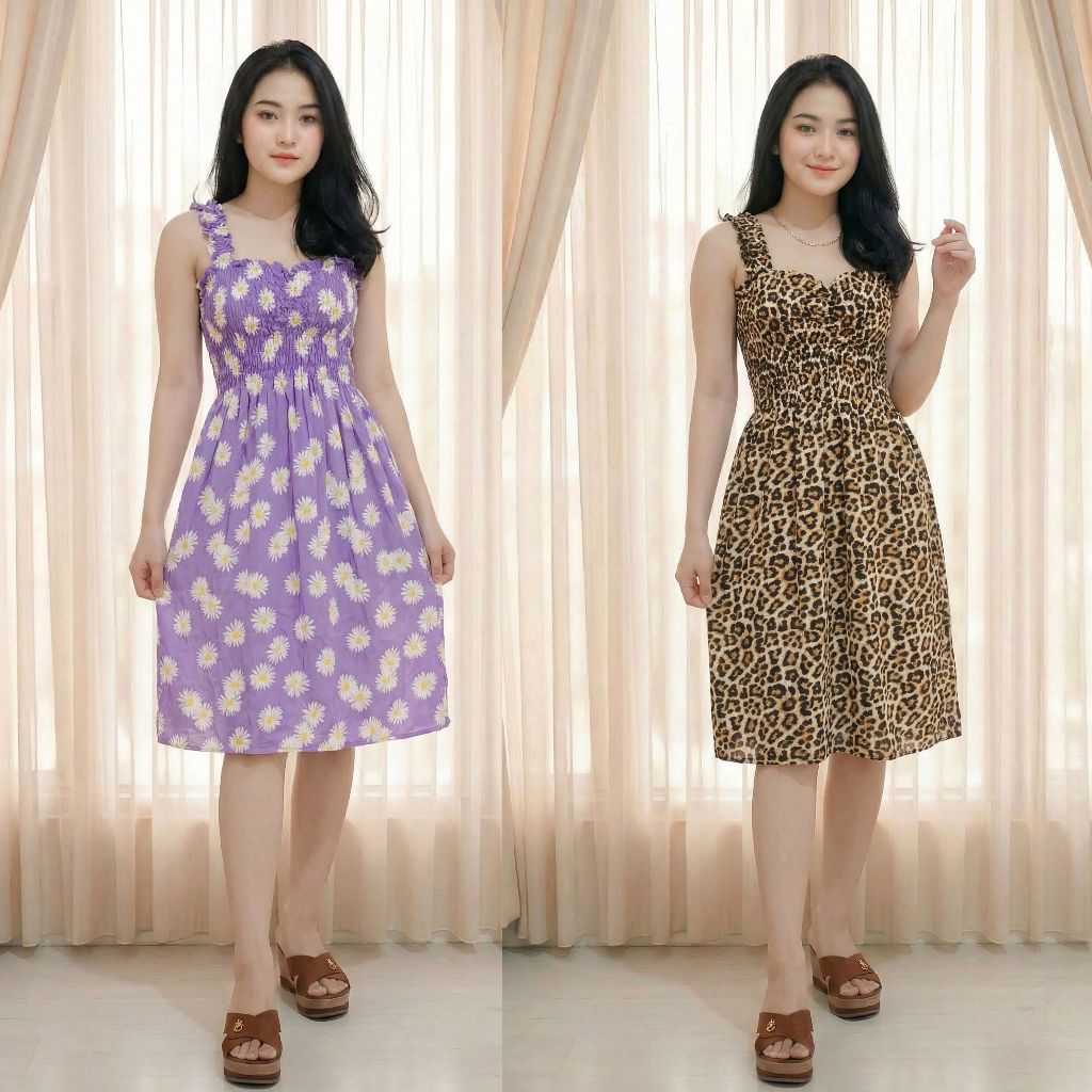 DRESS SMOKE KERUT DADA DASTER PENDEK MURAH