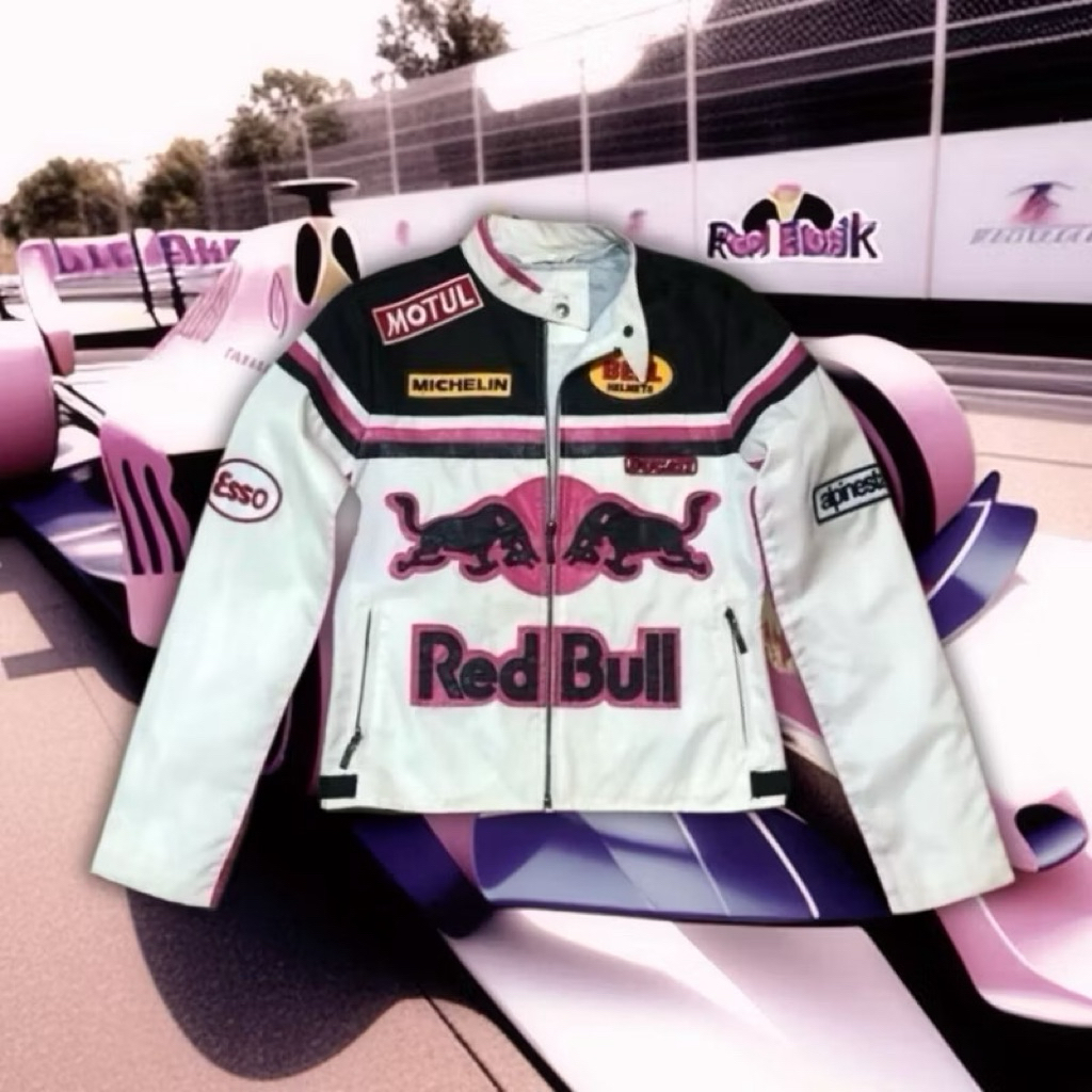 IAMYOURQL - RedBull White Pink Race Jacket Leather