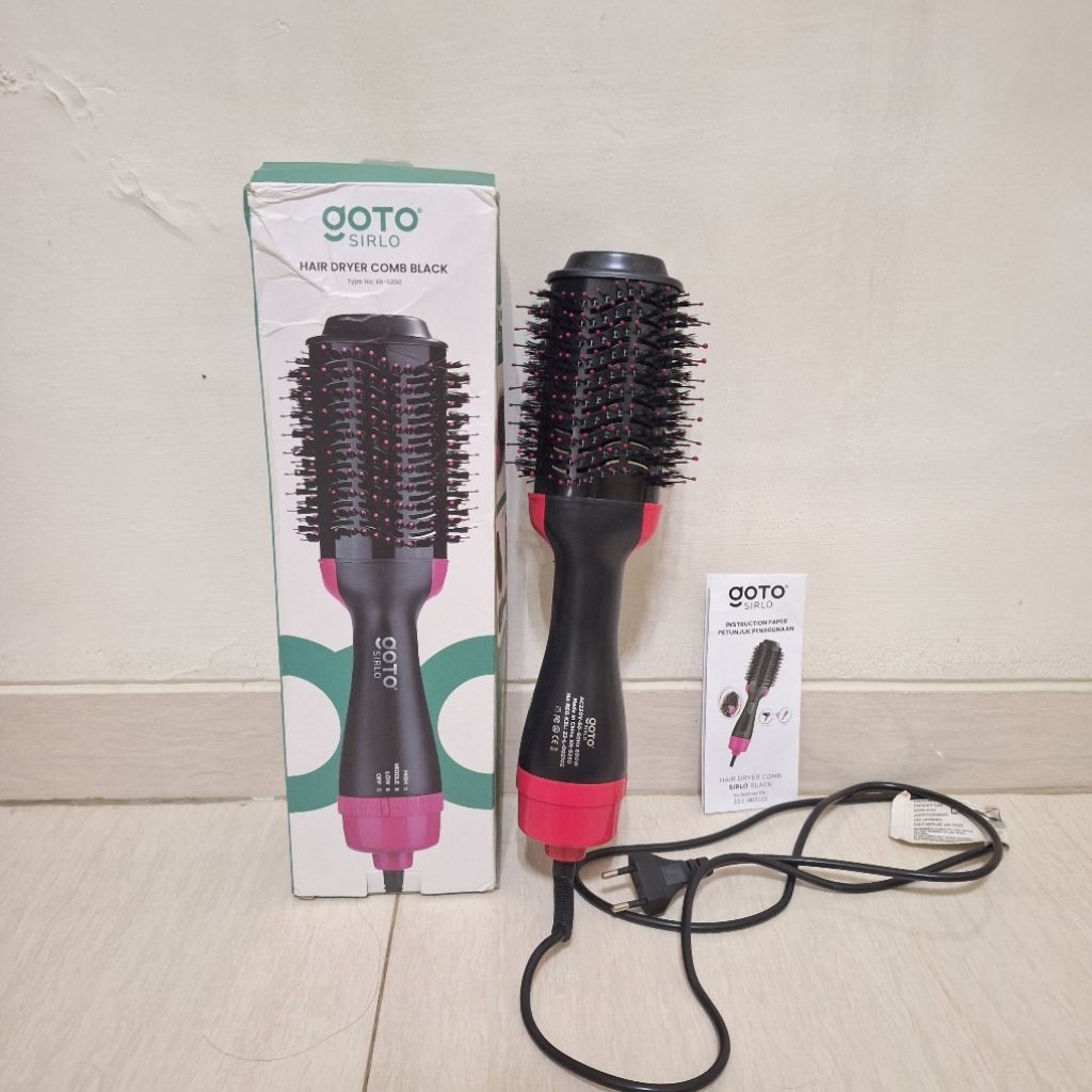 PRELOVED (Like New) ORI Goto Sirlo Sisir Blow Pelurus Curly Pengering Rambut Elektrik 3in1