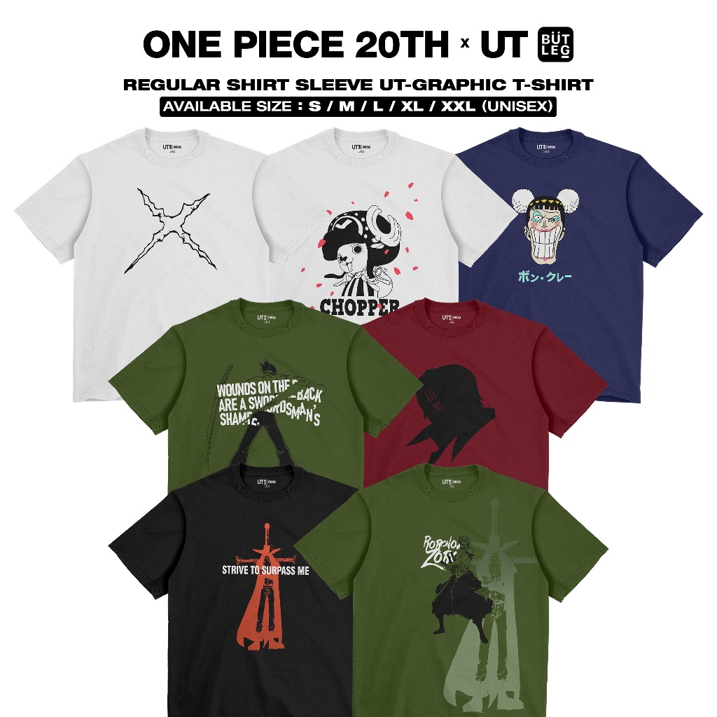 Kaos UNIQ-L One Piece 20TH Anniversary Anime T-Shirt Pria Wanita Cotton Combed 24s 20s 16s Premium S