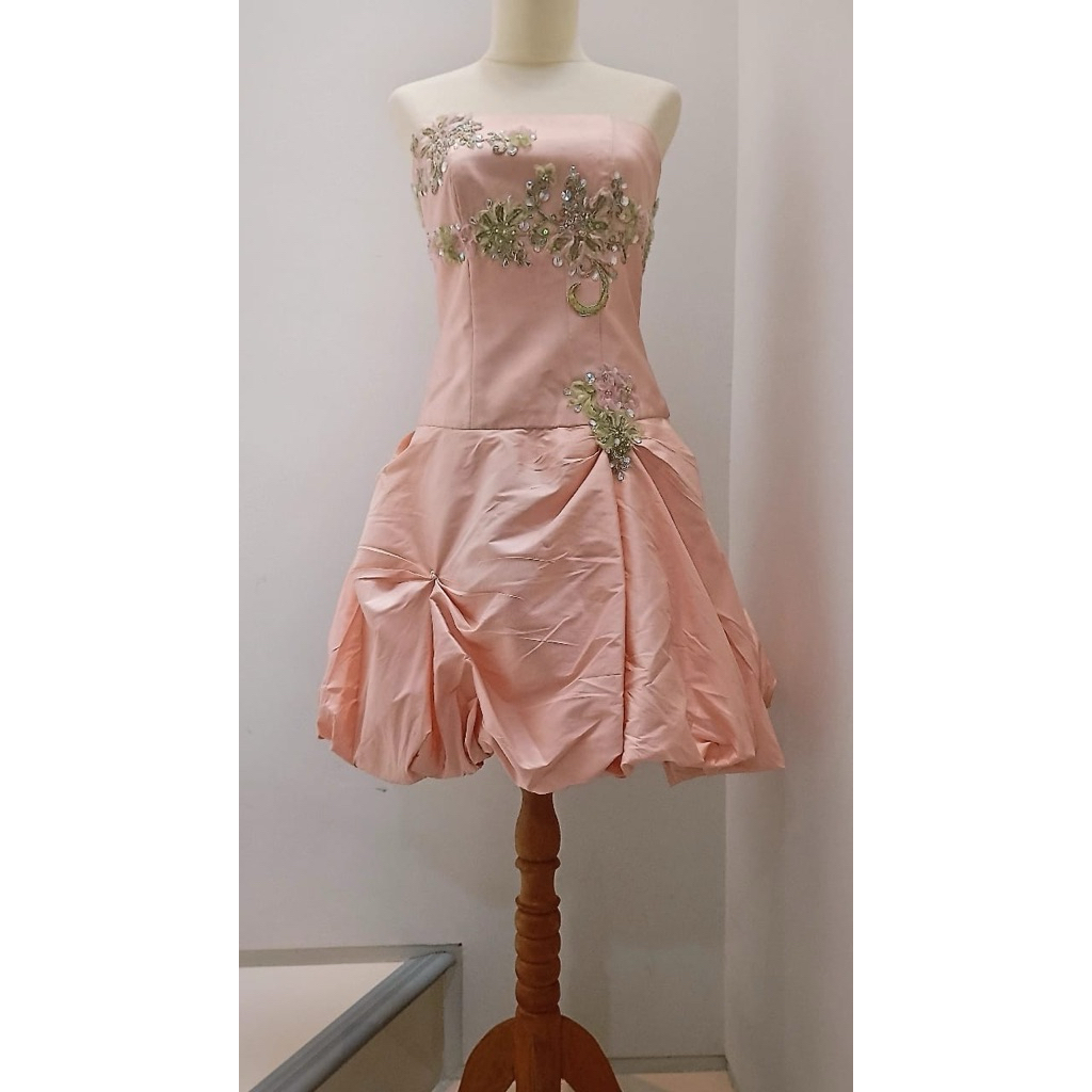 NEW Peach Mini Party Dress Gaun Pesta Mini