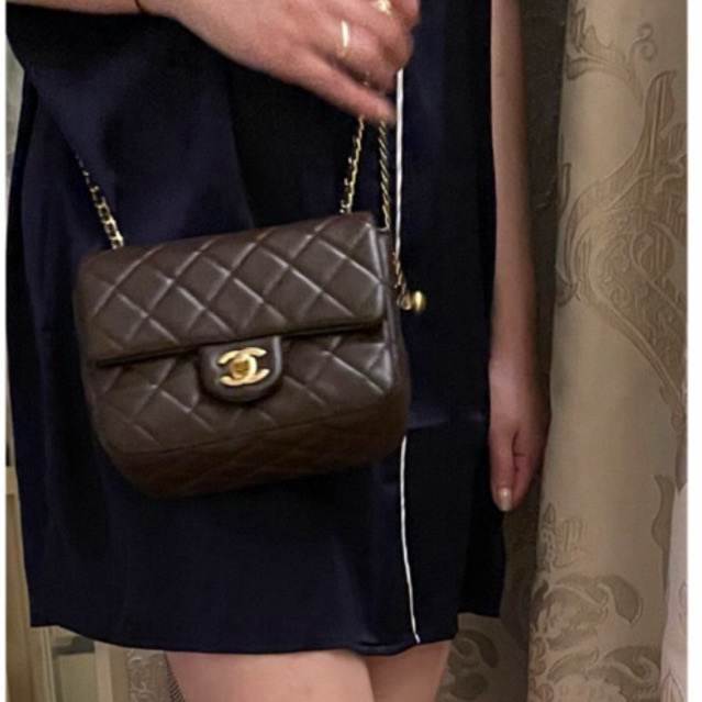 chanel mini rectangle brown colour