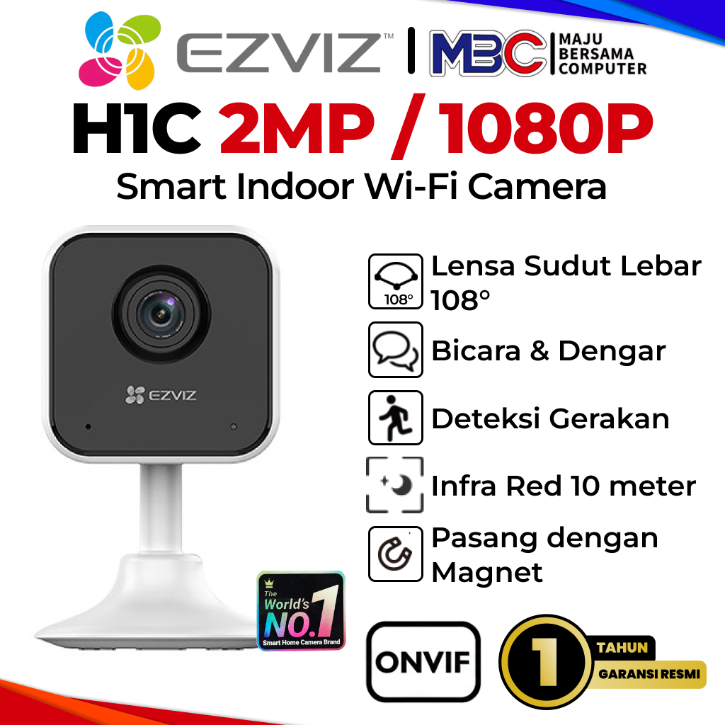 Ezviz H1C Wide Angle Indoor 2MP 1080P - CCTV Wifi Wireless Camera Smart IP Cam Hikvision Hik Vision 