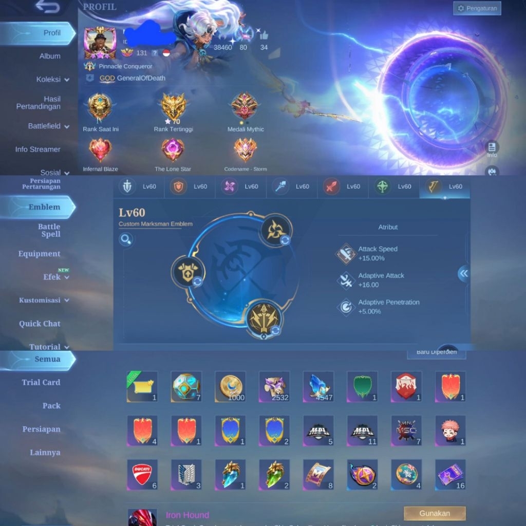 AKUN MLBB PRIBADI KOLEKTOR JURAGAN 4