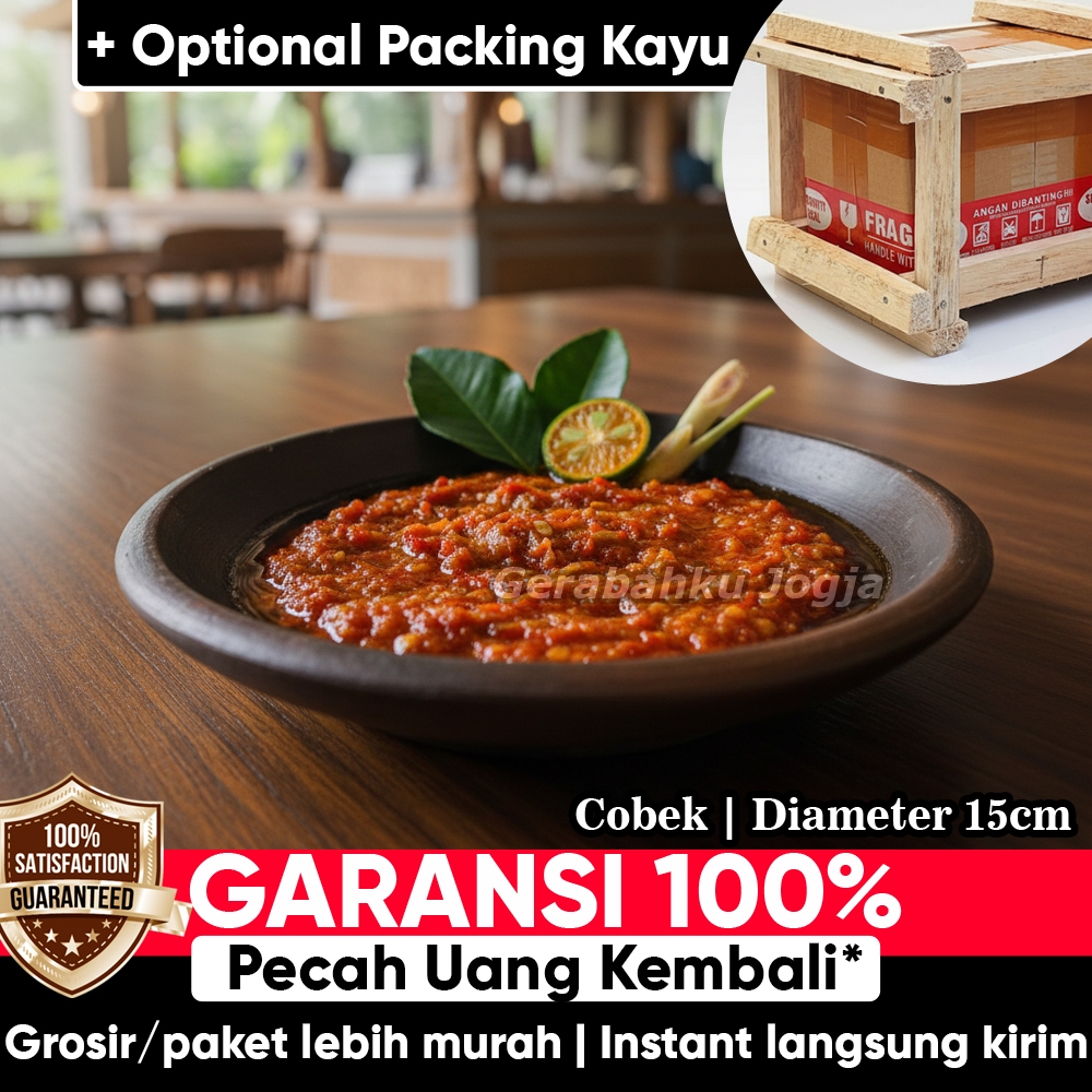 Gerabahku | Piring Tahu Gejrot Cobek Gerabah Tanah Liat Asli Murah - D 15 cm