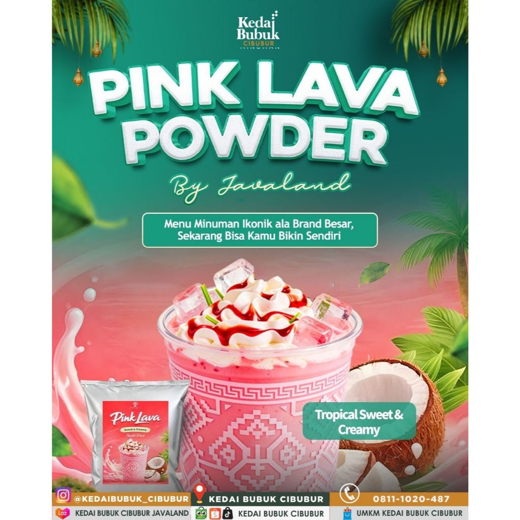 Bubuk Minuman Pink Lava 1kg | Javaland Powder Cocopandan Creamy Strawberry Creamy