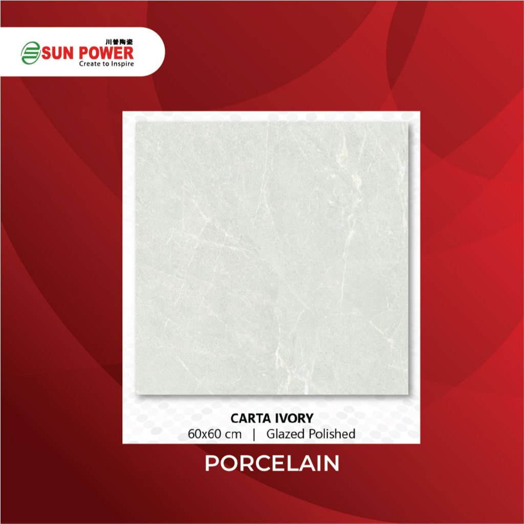 SUN POWER Carta Ivory 60x60 Glazed Polished – Granit Tiles Lantai & Dinding Sun Power Ceramics
