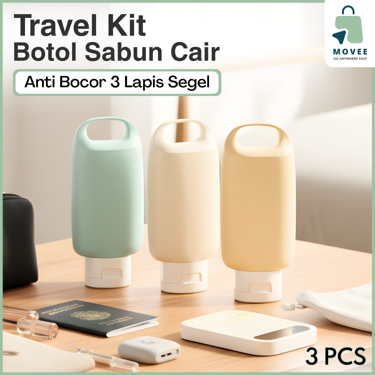 Botol Travel Kit Set 3 Pcs Toiletries Travel Kit Botol Lotion Sabun Cair Travel Bottle Set
