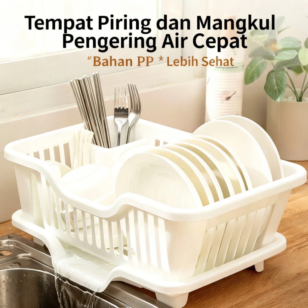 Keranjang tiris mudah kering  Rak Cuci Piring Tempat Piring Basah Serbaguna Rak Piring Plastik