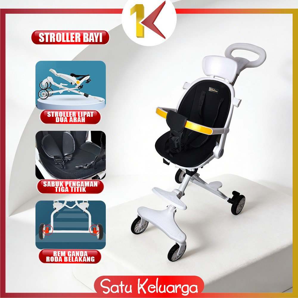 SK-C772 Kereta Dorong Bayi Lipat Dua Arah Stroller Dorong Bayi Dengan Atap / Perlengkapan Bayi Porta