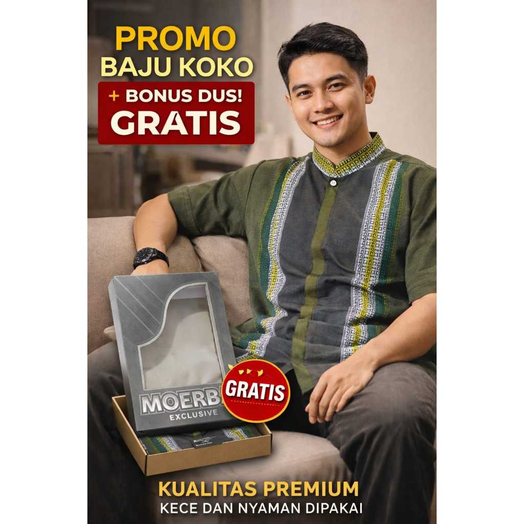 SumberRejekiJeans (BONUS DUS) MOERBA Baju Koko Pria Lengan Pendek Terbaru 2025 Bahan Songket Warna H
