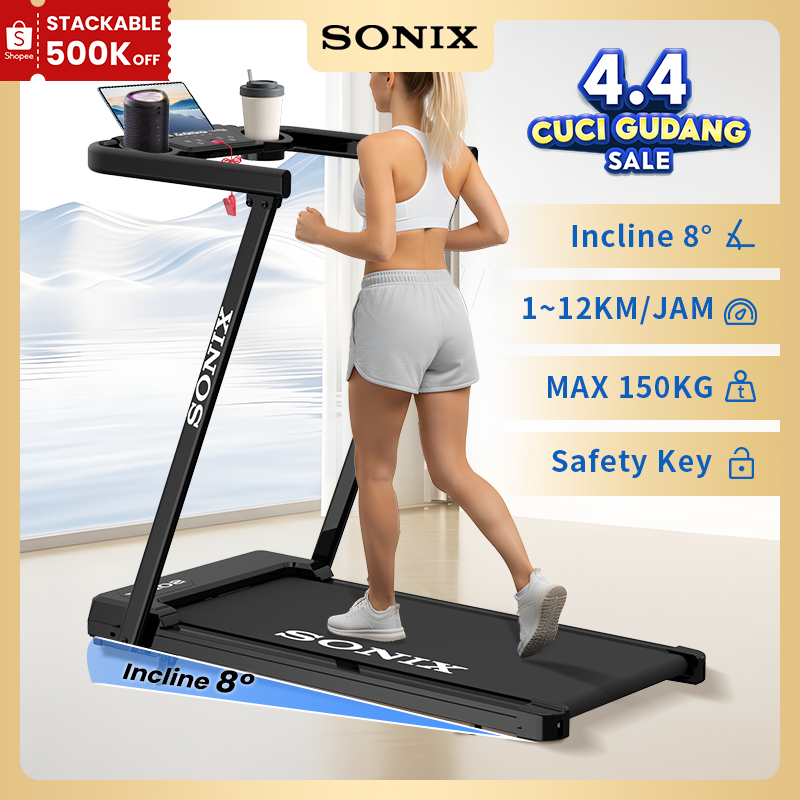 Sonix Z Model Incline Electric Treadmill STR07 Listrik Foldable Walking Pad Safety Key Low Power Ala