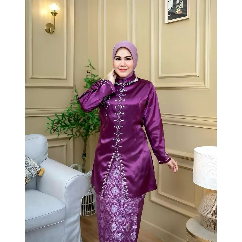 Kebaya Payet Mutiara Modern | Kebaya Melayu Modern | Setelan Kebaya Wisuda | Kebaya Simpel Mewah Ele