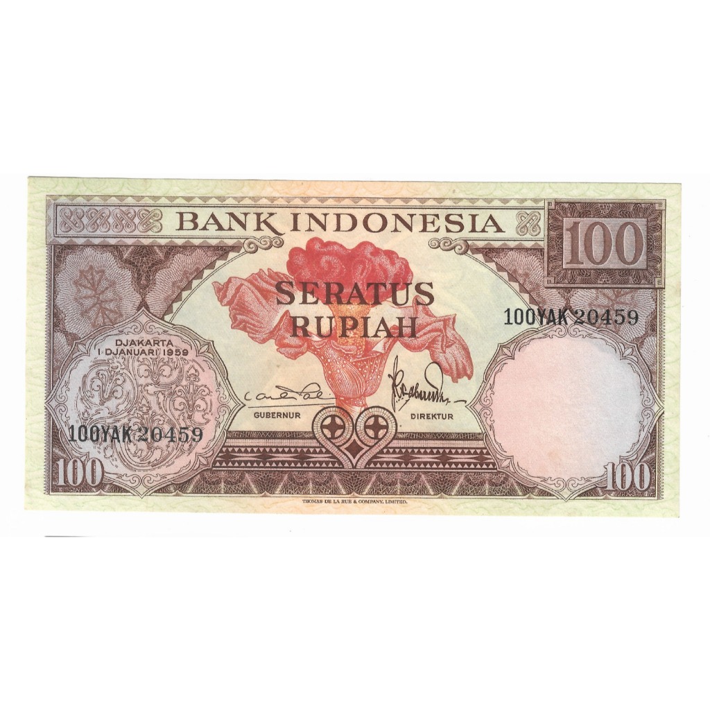 Uang Kuno 100 Rupiah Seri Bunga Original 1959