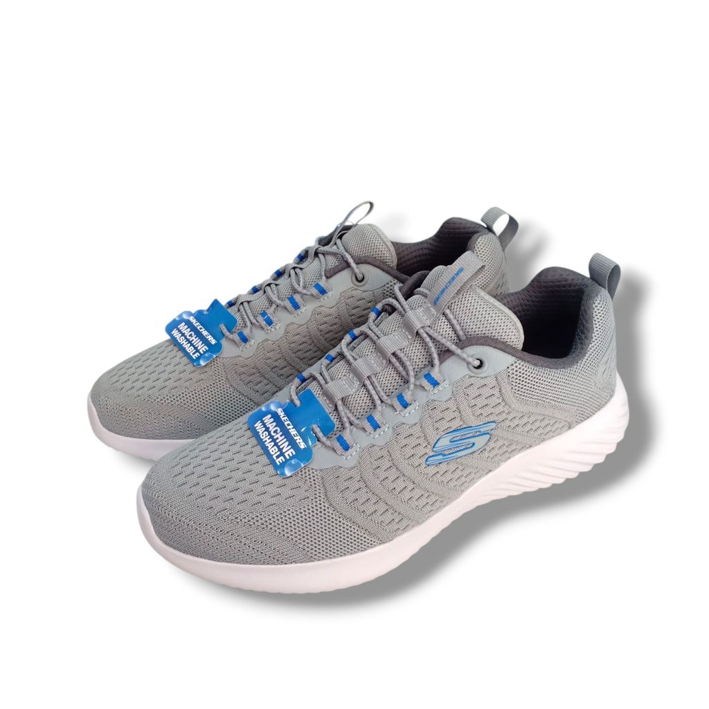 Sepatu kasual slip on skechers bounder camarillo original 8790305 grey