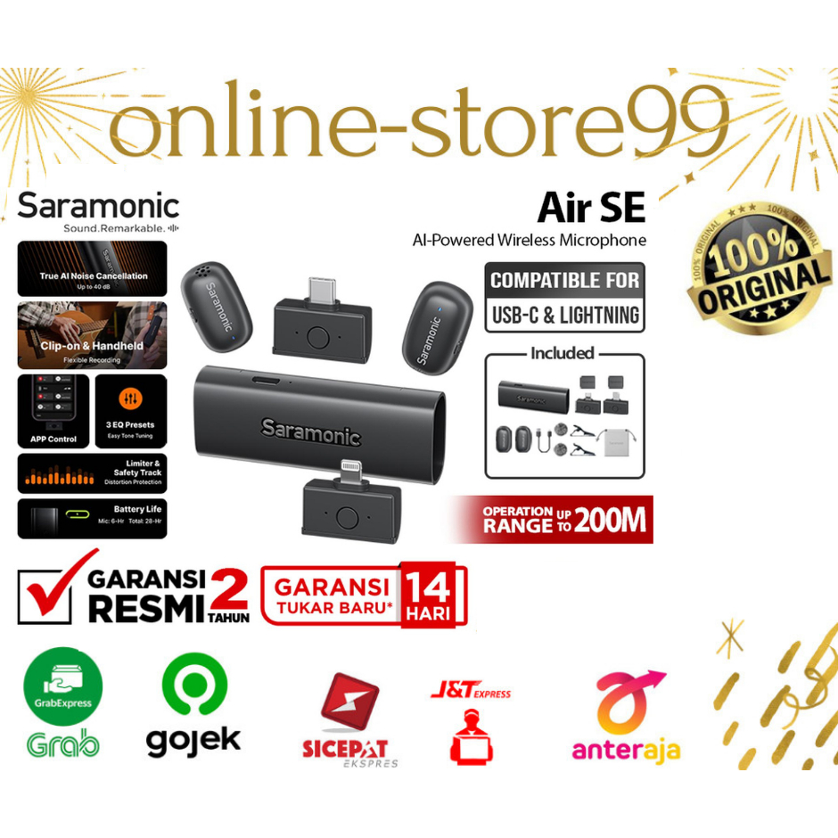 SARAMONIC AIR SE AI-Powered Clip-On & Handheld Dual Wireless Microphone for Smartphone HP Mic Wirele