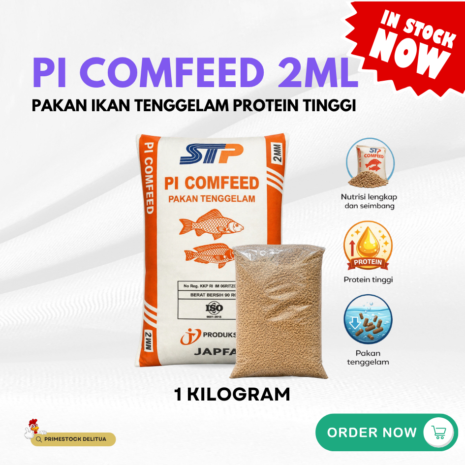 JAPFA PI Comfeed 2ML 1 KG – Pakan Ikan Tenggelam Protein 28–30% Lele Nila Mas Gurame
