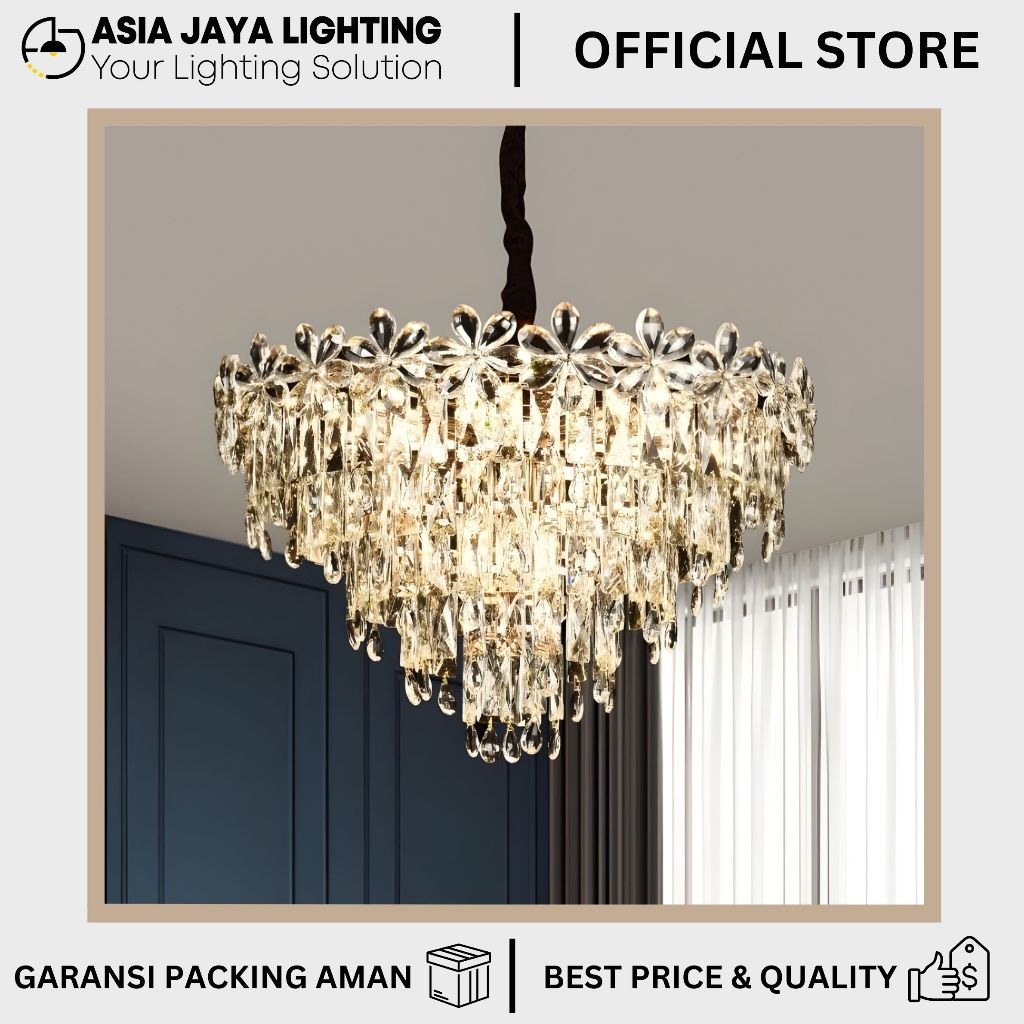 LAMPU GANTUNG KRISTAL / LAMPU KRISTAL HIAS / LAMPU KRISTAL GANTUNG / CHANDELIER KRISTAL / LAMPU KRIS
