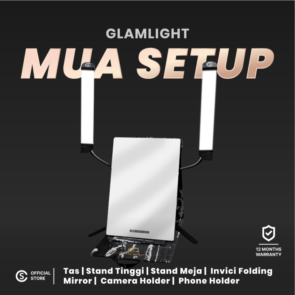 Cathiestuff Glamlight Mua Setup - Invici Folding Mirror Lampu Rias Professional Mua Premium