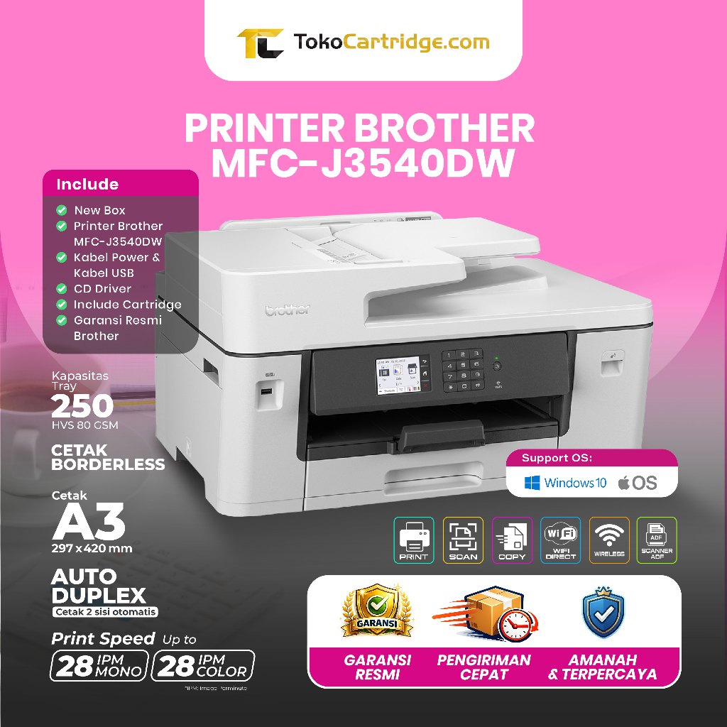 Printer Brother MFC-J3540DW Multifunction Wireless / MFC-T4500DW A3 T4500-DW With FAX ADF & Flatbed 