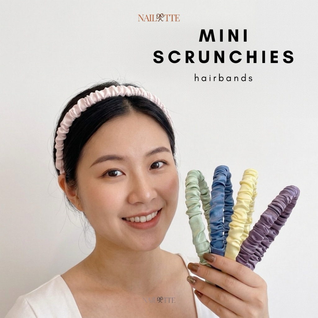 Bando scrunchie anak perempuan kerut serut bondu bendo bandana wanita satin import premium kekinian 