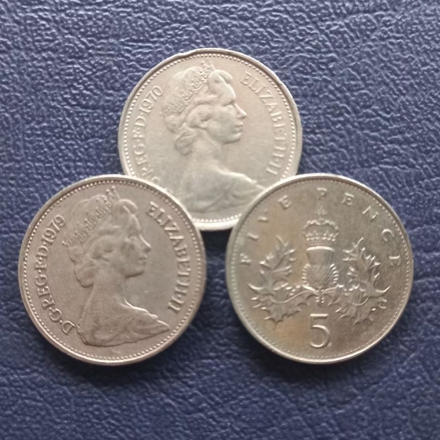 Koin Kuno Inggris 5 New Pence
