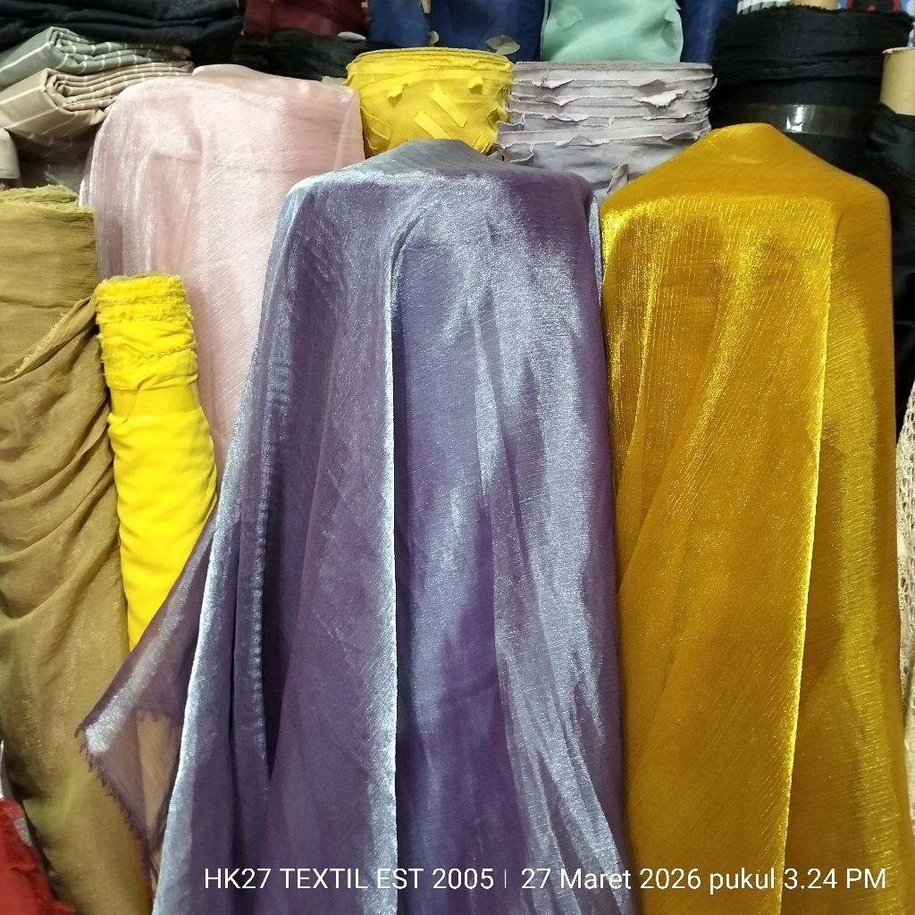 HARGA/0,5 M I KAIN ORGANZA METALIK GLITTER I BAHAN ORGANZA SHIMMER I BAHAN ORGANZA YORYU CREPE