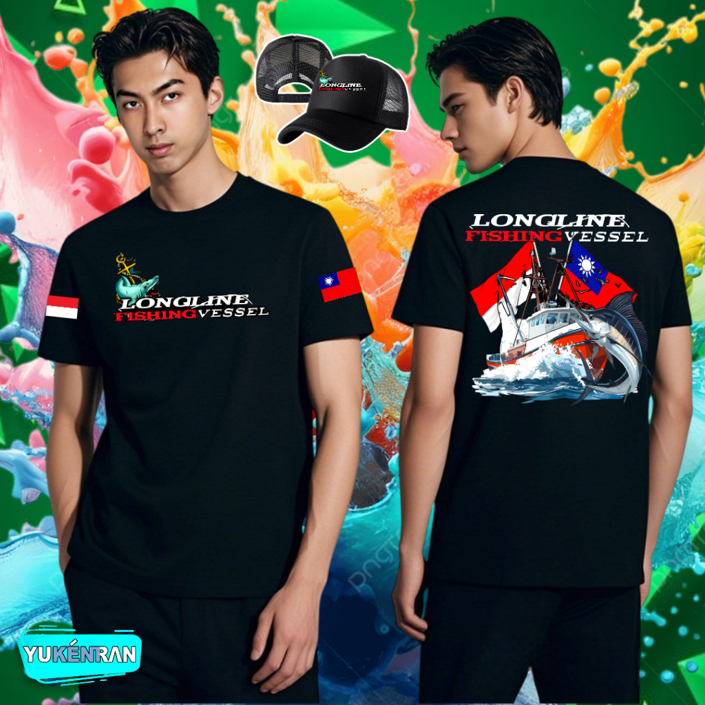 KAOS DISTRO PELANCONG LONGLINE FISHING YESSEL TAIWAN - INDONESIA COTTON COMBAD 24s