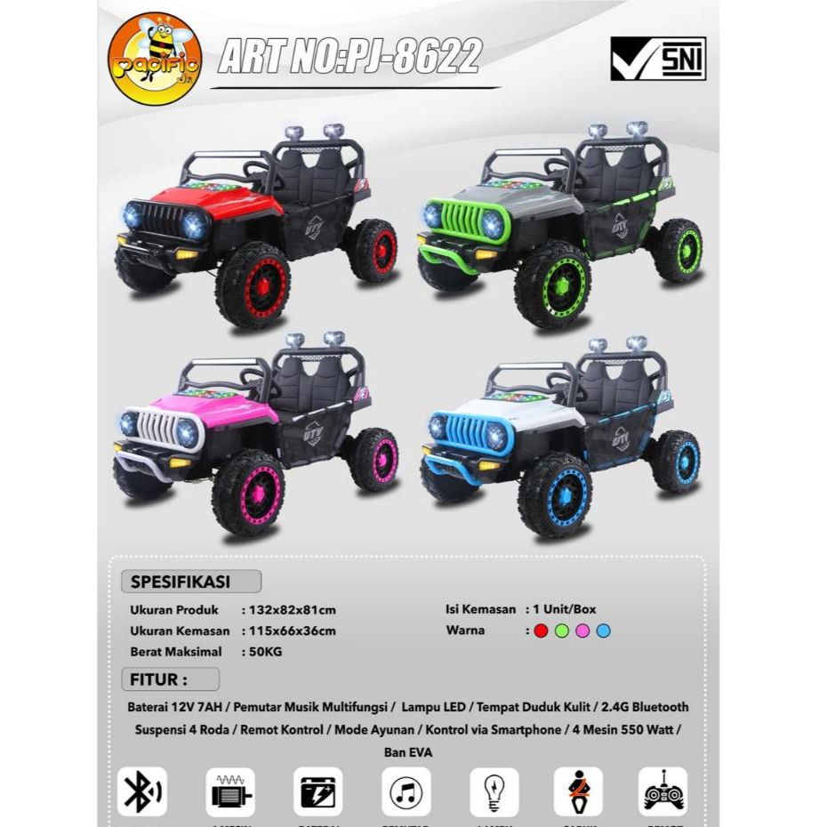 Mainan Mobil Aki Pj 8622+ BAN KARET