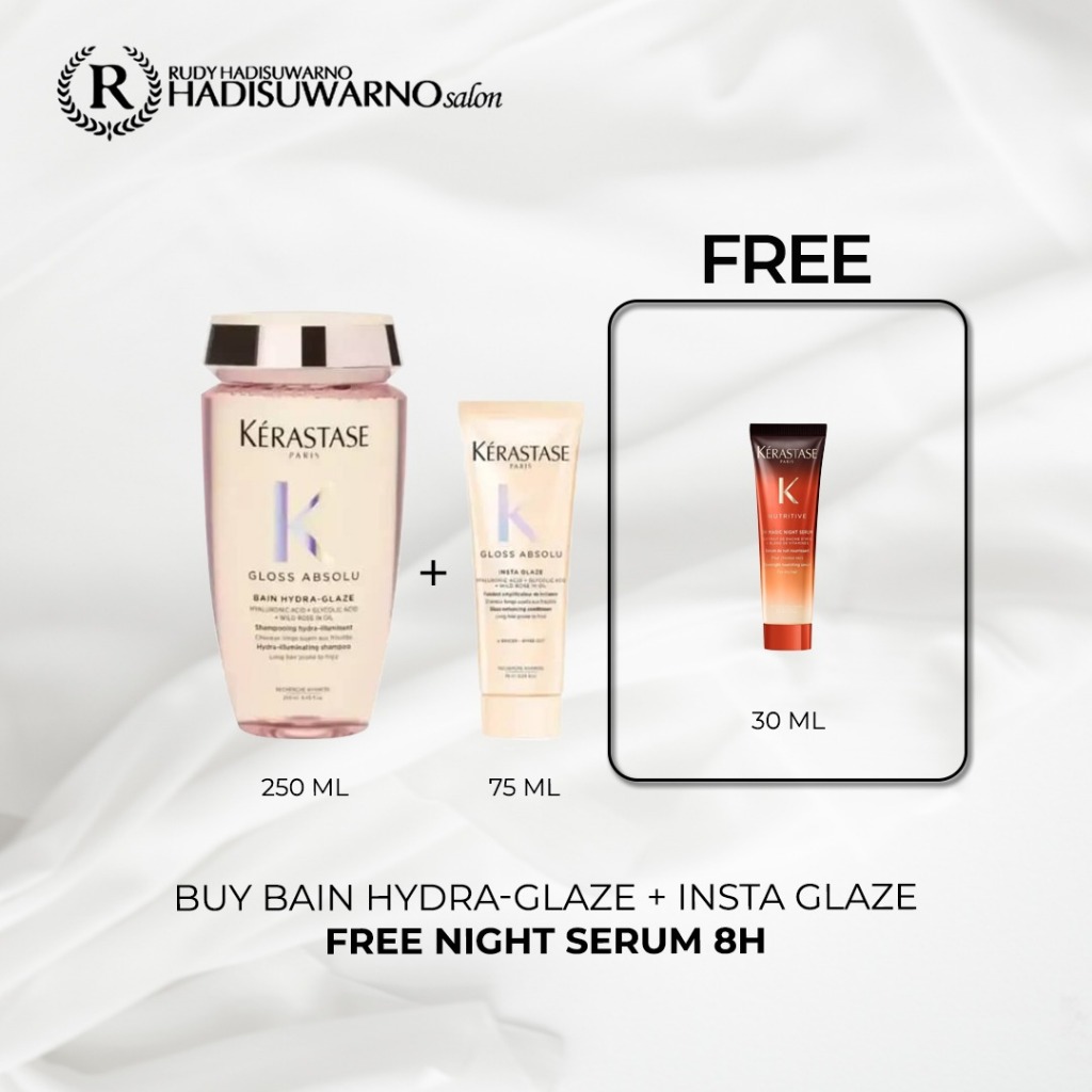 Kerastase Bain Hydra Glaze 250ml + Fondant Insta Glaze 75ml- untuk Rambut Glossy dan Bouncy