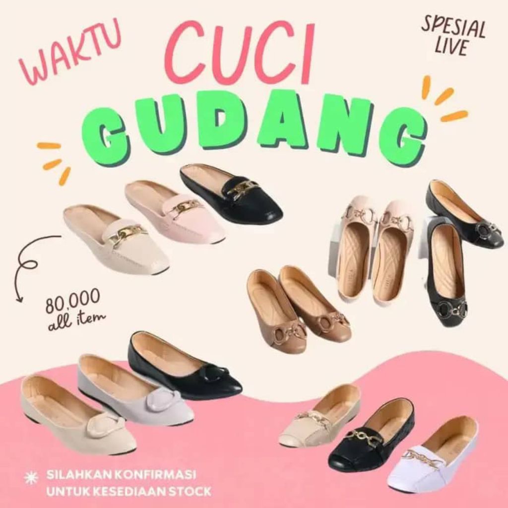 CLEARANCE SALE  Sepatu Sendal Flat Mules Korea Mewah Premium Band 1
