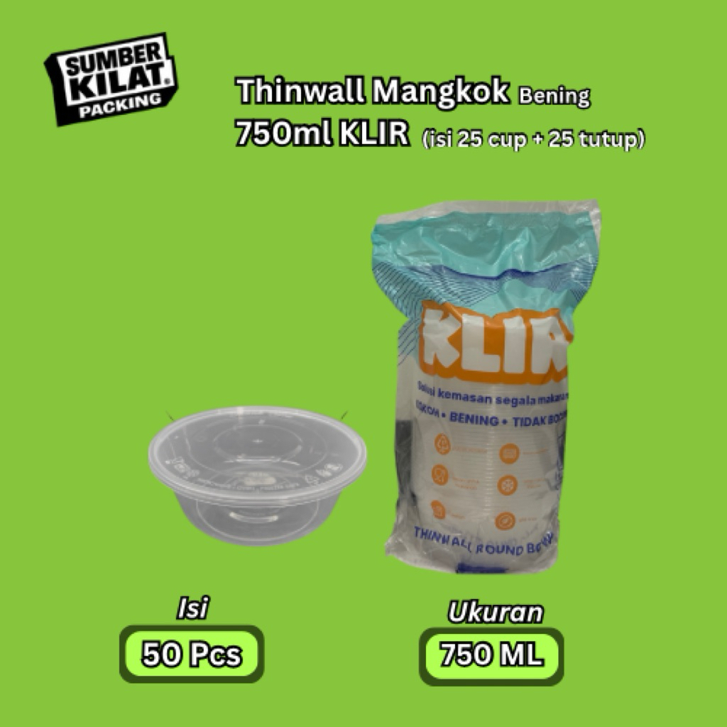 THINWALL MANGKOK 750ML KLIR ISI 50 | THINWALL BOWL 750ML KLIR | THINWALL MANGKOK KLIR BENING ISI 50 