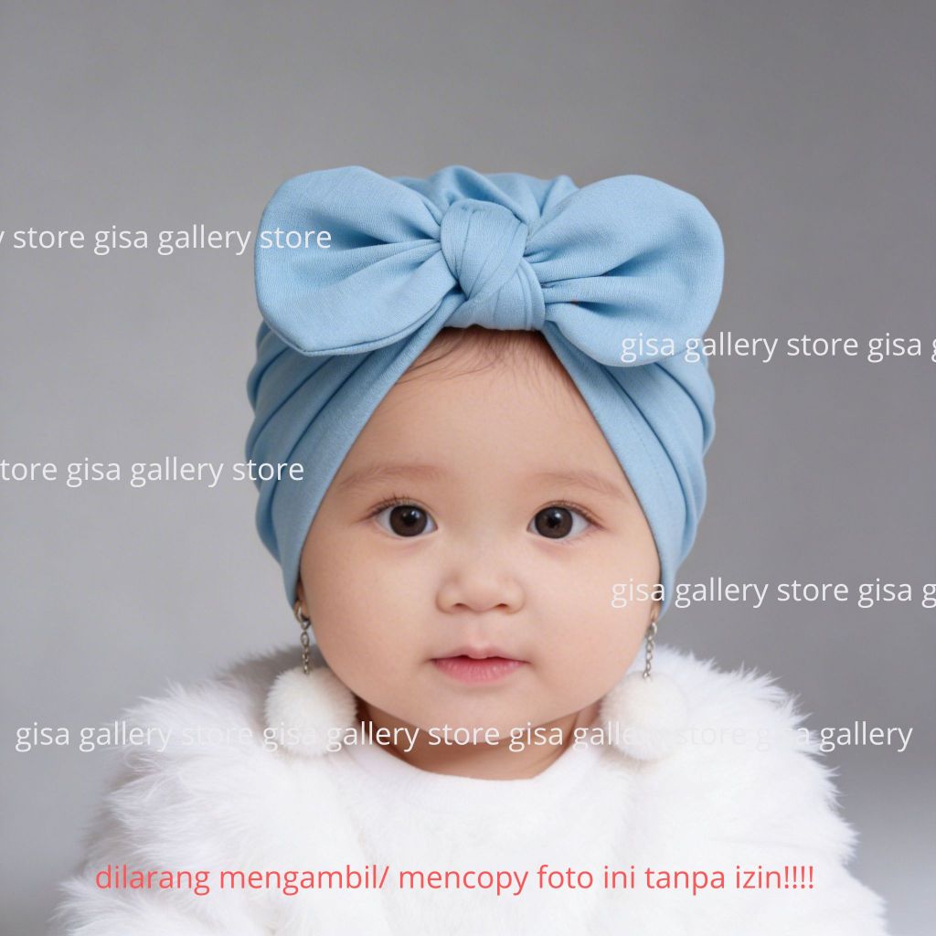 Turban Pita Kelinci Anting Pom Pom / turban lucu anak bayi perempuan 0-3 tahun