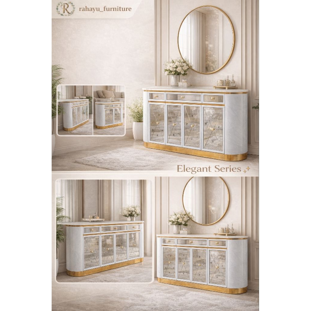 Meja bufet tv minimalis modern meja ruang tamu hpl salur dengan kaca